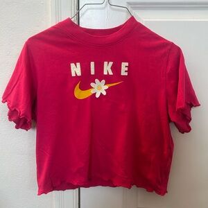 Nike Hot Pink Dainty Short Sleeve Crop Top Size XS Petite